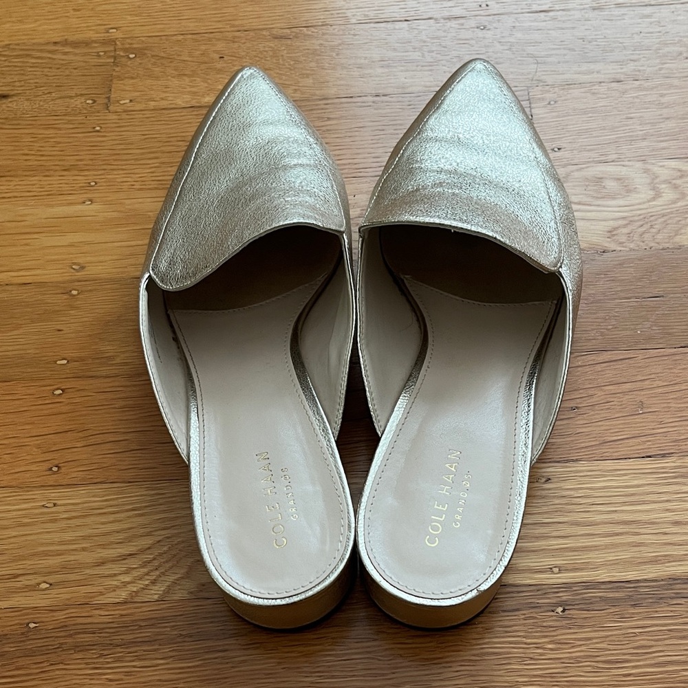 Cole Haan Piper Mule. Size 9. Goldish color. Leather. Great used condition. $35